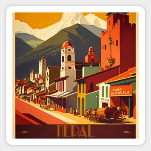 Nepal Vintage Travel Art Poster Sticker